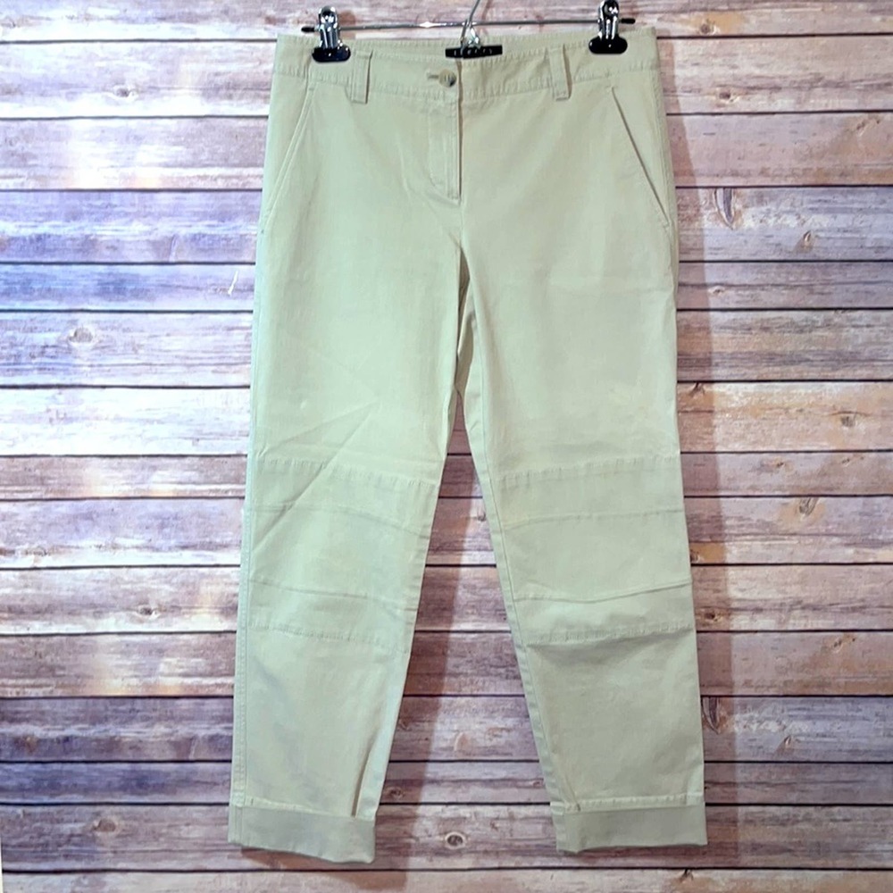 Theory Tan Cuffed Crop Valiant Moto Pant